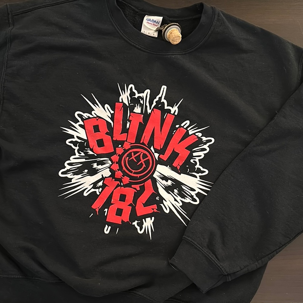 Blink-182 Black Gildan Crewneck Sweatshirt Band Bootleg Mens L